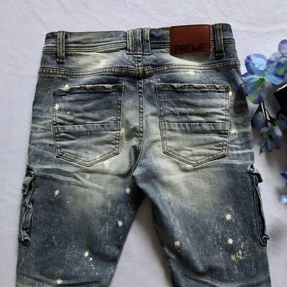 Preme NWOT Light Stone Wash Distressed Skinny Jeans Men 32 - Picture 8 of 10